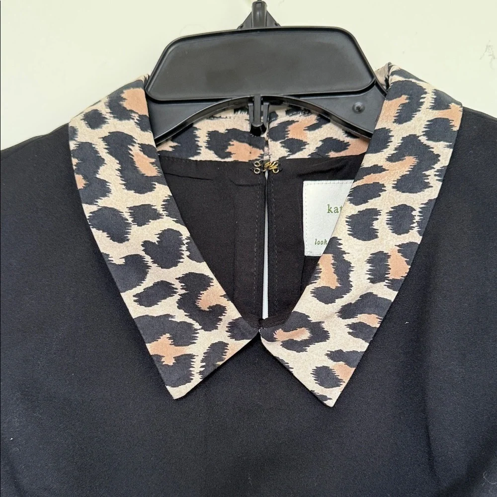 Kate Spade Black Dress with Animal Print Collar